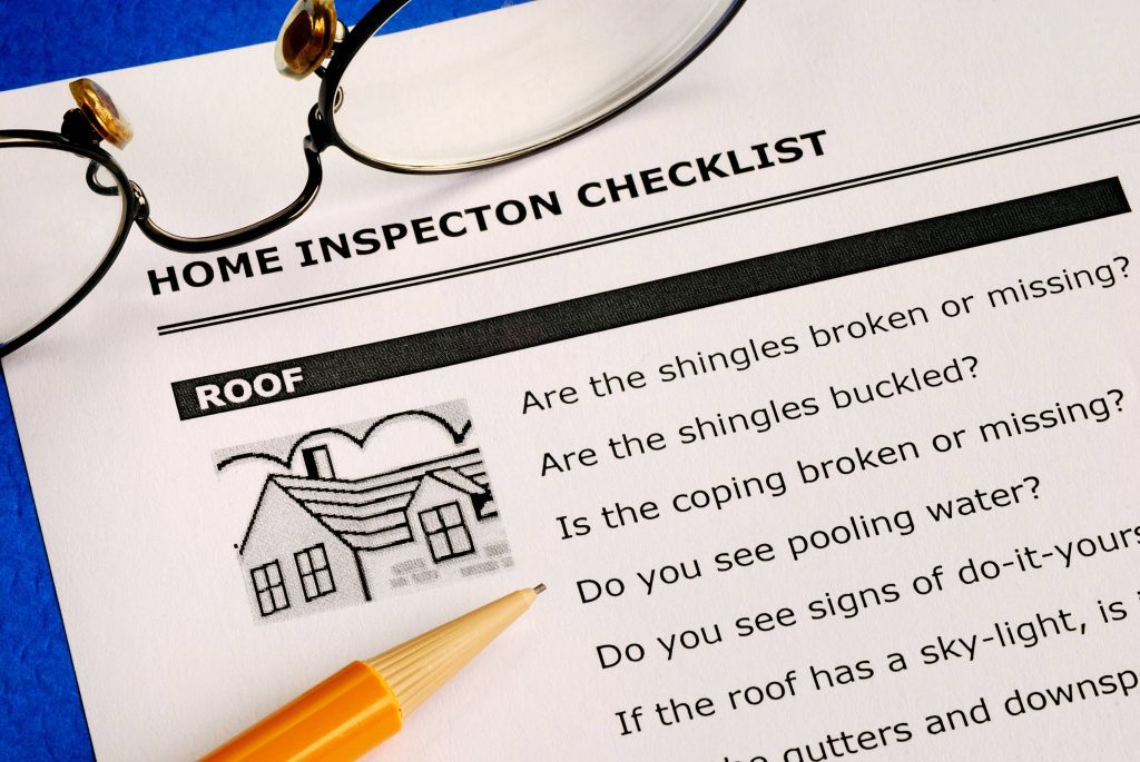 Beginnings of a home inspection checklist for a home inspection report.