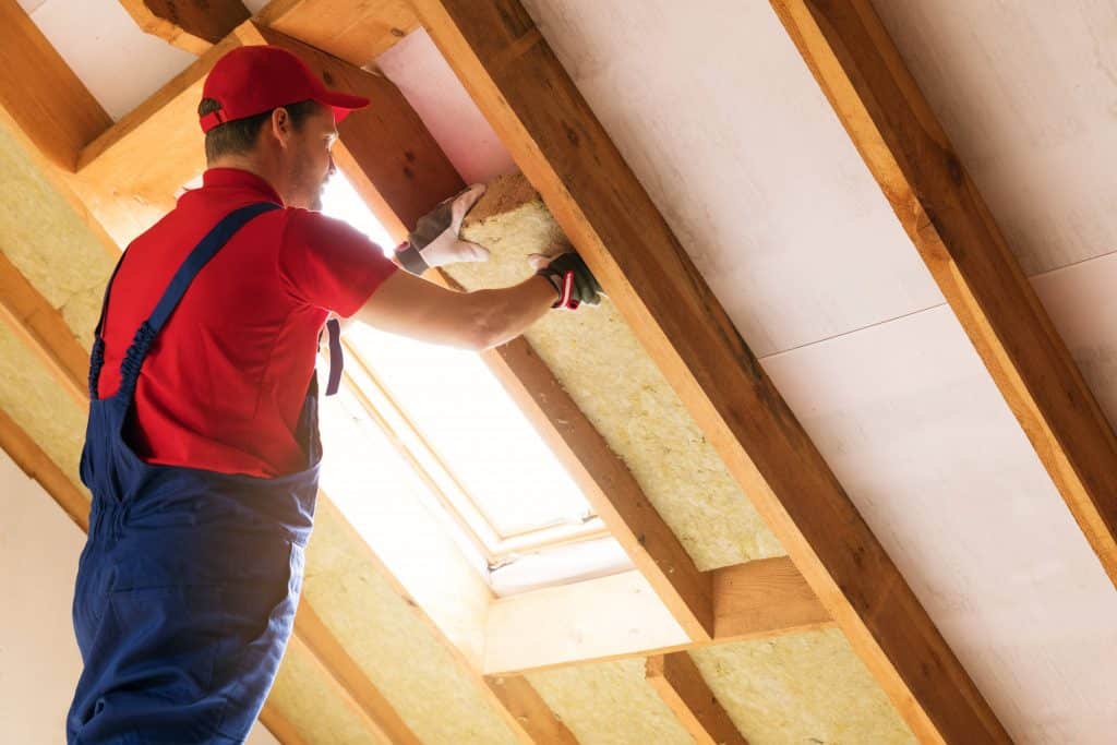 Professional installing attic insulation