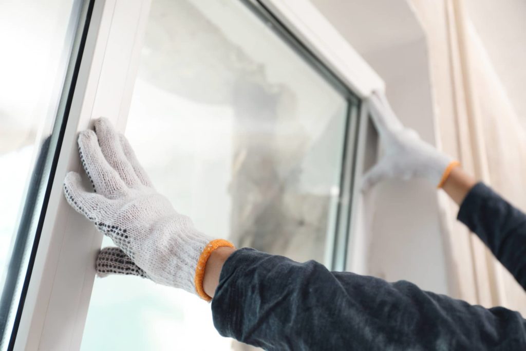 The installation of an awning window.