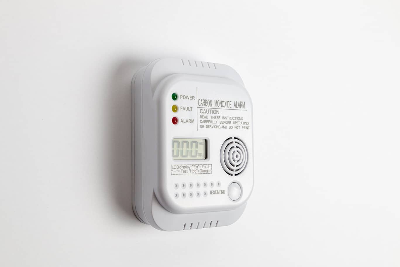 A standard hard-wired carbon monoxide detection system.